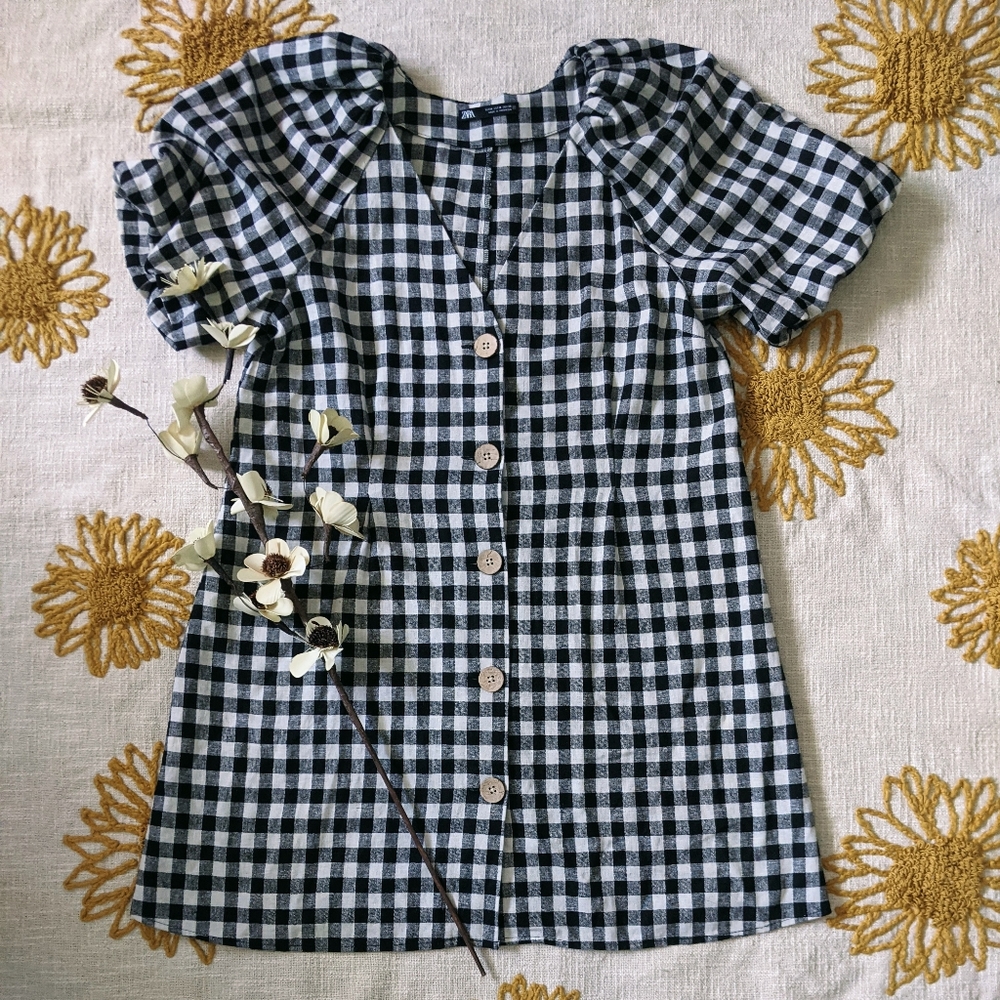 SOLD Zara Gingham Cottagecore Dress Medium